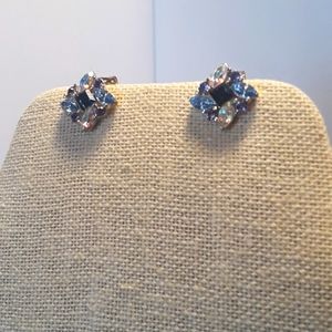 Blue crystal and rhinestone earrings